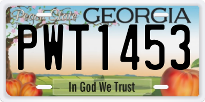 GA license plate PWT1453
