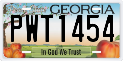 GA license plate PWT1454