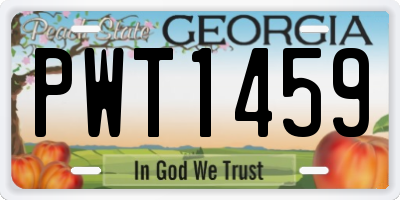 GA license plate PWT1459