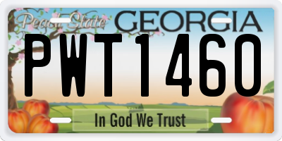 GA license plate PWT1460