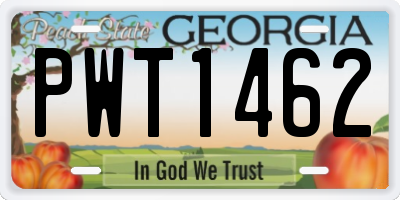 GA license plate PWT1462
