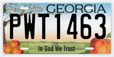 GA license plate PWT1463