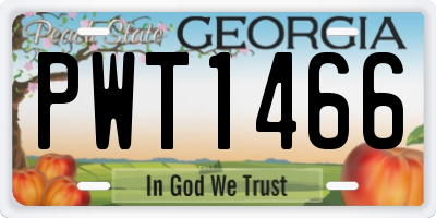 GA license plate PWT1466