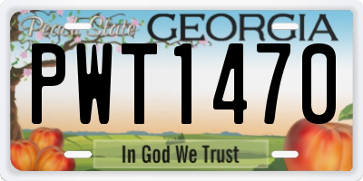 GA license plate PWT1470