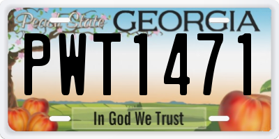 GA license plate PWT1471