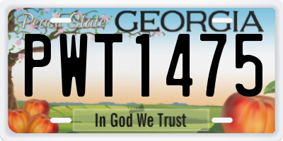 GA license plate PWT1475