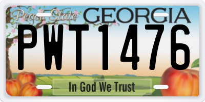 GA license plate PWT1476