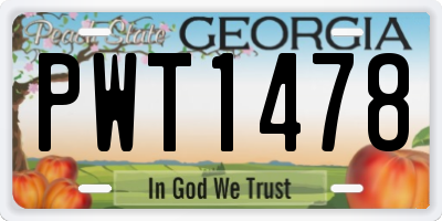 GA license plate PWT1478