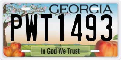 GA license plate PWT1493