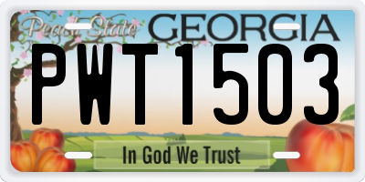 GA license plate PWT1503