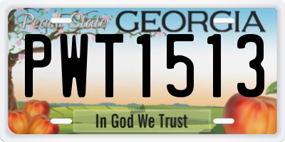 GA license plate PWT1513