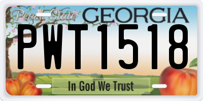 GA license plate PWT1518