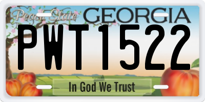 GA license plate PWT1522