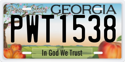 GA license plate PWT1538