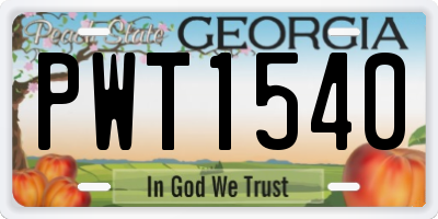 GA license plate PWT1540