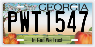 GA license plate PWT1547