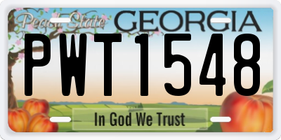 GA license plate PWT1548