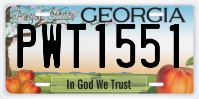 GA license plate PWT1551