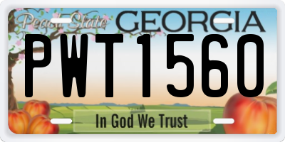 GA license plate PWT1560