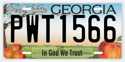 GA license plate PWT1566