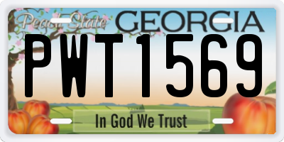 GA license plate PWT1569