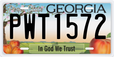 GA license plate PWT1572