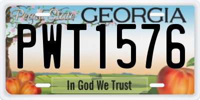 GA license plate PWT1576