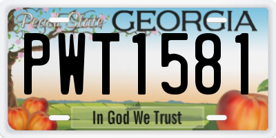 GA license plate PWT1581