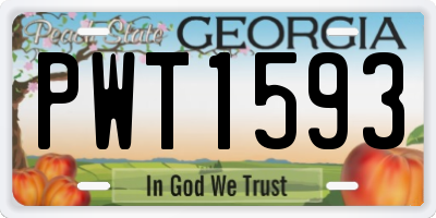 GA license plate PWT1593