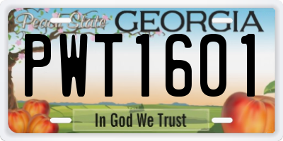 GA license plate PWT1601