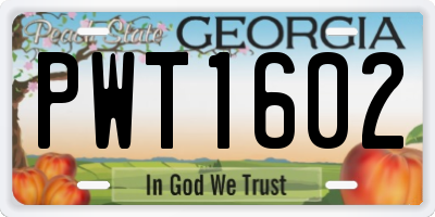 GA license plate PWT1602