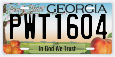 GA license plate PWT1604