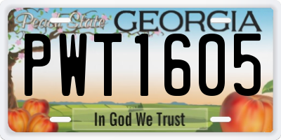 GA license plate PWT1605