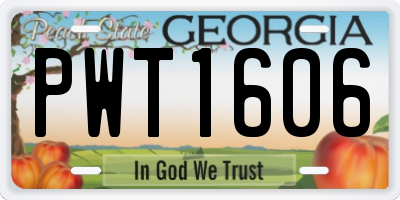 GA license plate PWT1606
