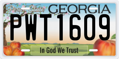 GA license plate PWT1609
