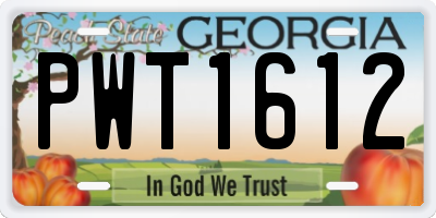 GA license plate PWT1612