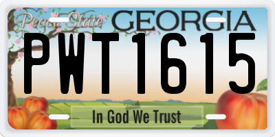 GA license plate PWT1615