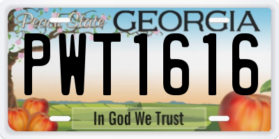 GA license plate PWT1616