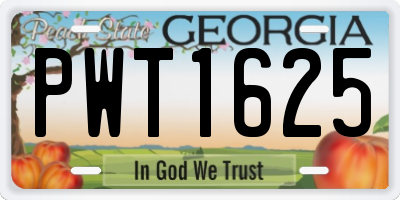 GA license plate PWT1625