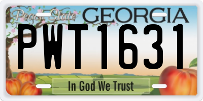 GA license plate PWT1631