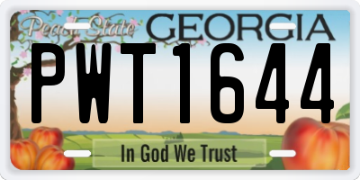 GA license plate PWT1644