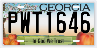 GA license plate PWT1646