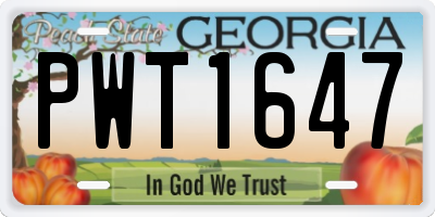 GA license plate PWT1647