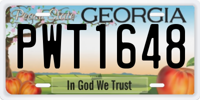 GA license plate PWT1648