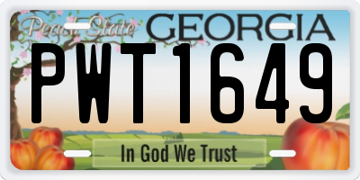GA license plate PWT1649