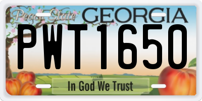 GA license plate PWT1650