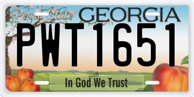 GA license plate PWT1651