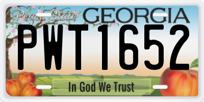 GA license plate PWT1652