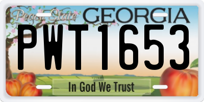 GA license plate PWT1653