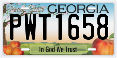GA license plate PWT1658